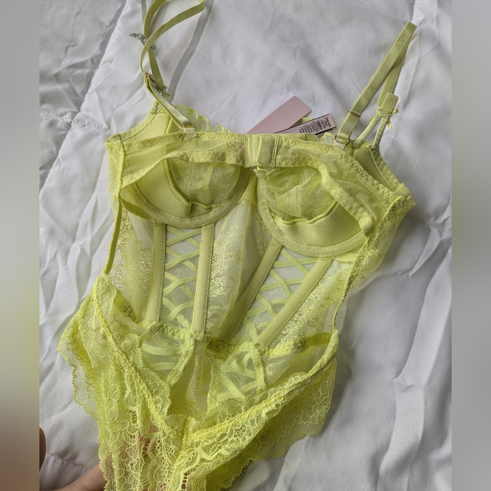 Victoria's Secret Lingerie Bodysuit in Neon Yellow - Picture 6 of 6